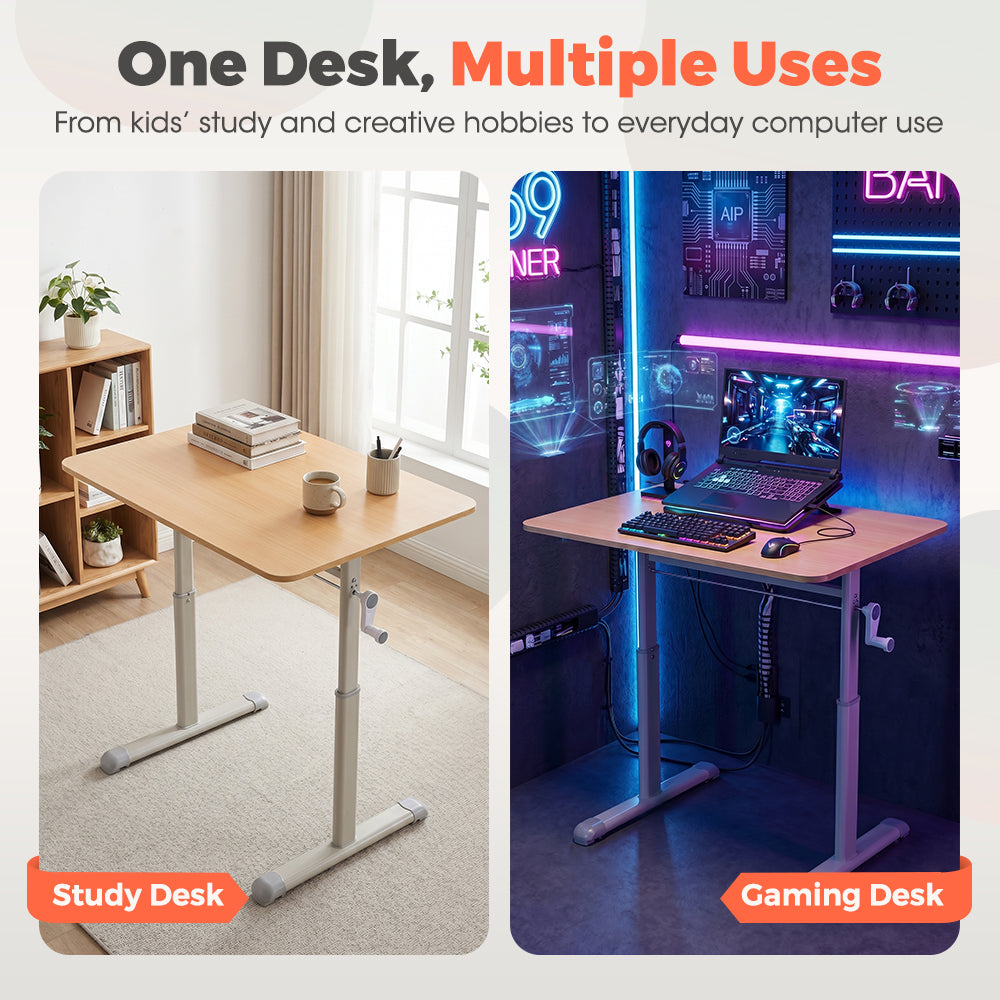 PlayPals Kids Desk Height Hand Adjustment Spacious Desktop 80/100/120x60cm