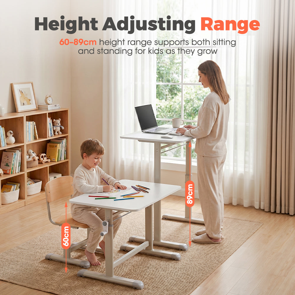 PlayPals Kids Desk Height Hand Adjustment 80x60cm Desktop White