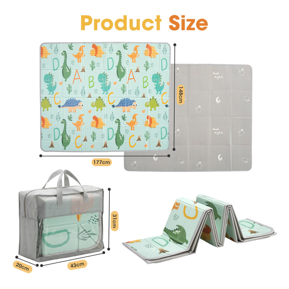 Playpals Foldable Baby Play Mat w/ Pit Balls XPE Foam Two Sides Dinosaur Land