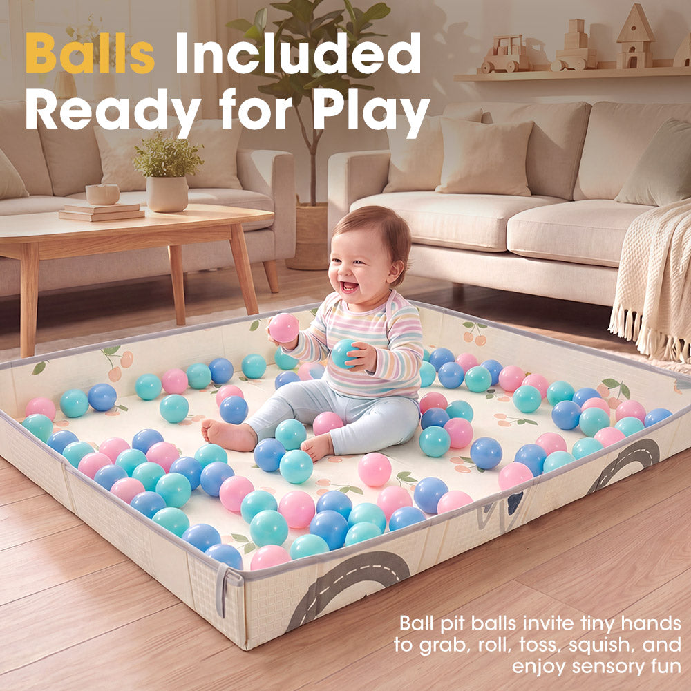 Playpals Foldable Baby Play Mat w/ Pit Balls XPE Foam Two Sides Road