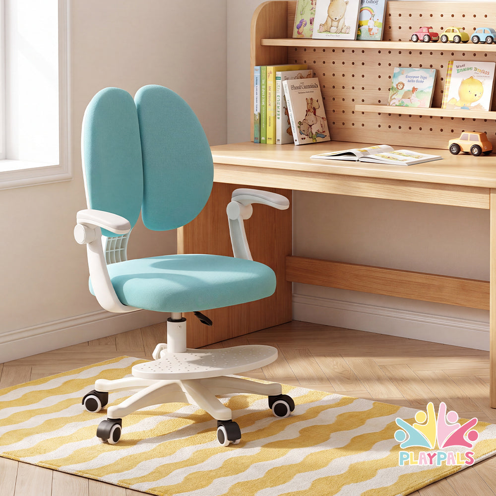 PlayPals Kids Desk Chair, Ergonomic Study Chair, Green/Grey/Pink