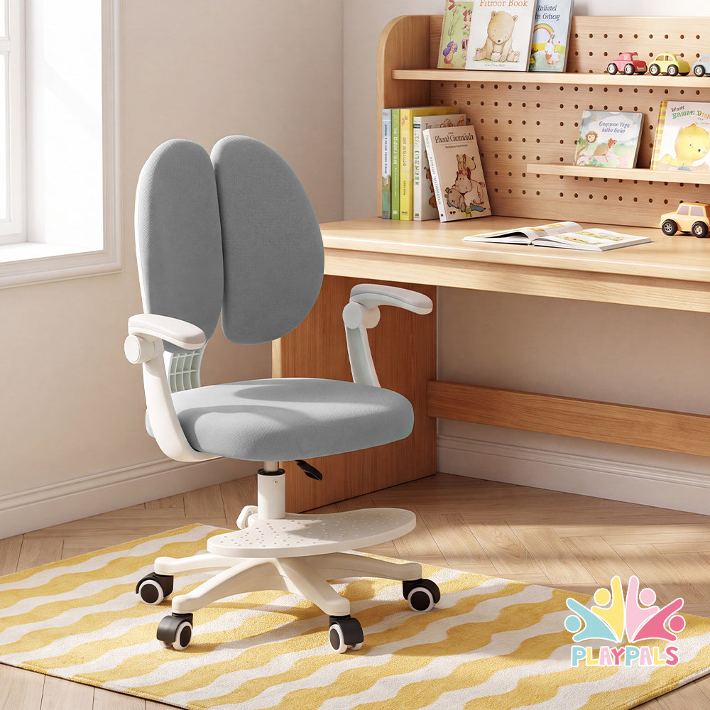 PlayPals Kids Desk Chair, Ergonomic Study Chair, Green/Grey/Pink