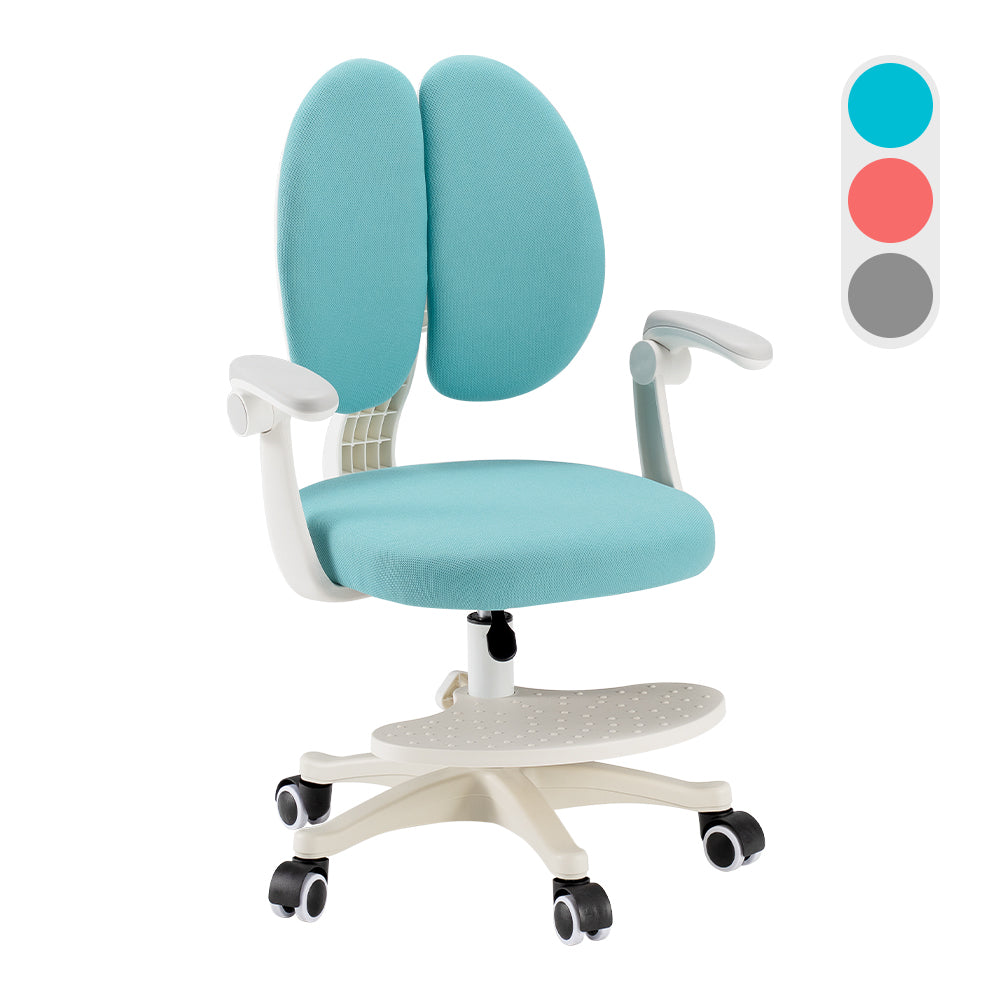 PlayPals Kids Desk Chair, Ergonomic Study Chair, Green/Grey/Pink