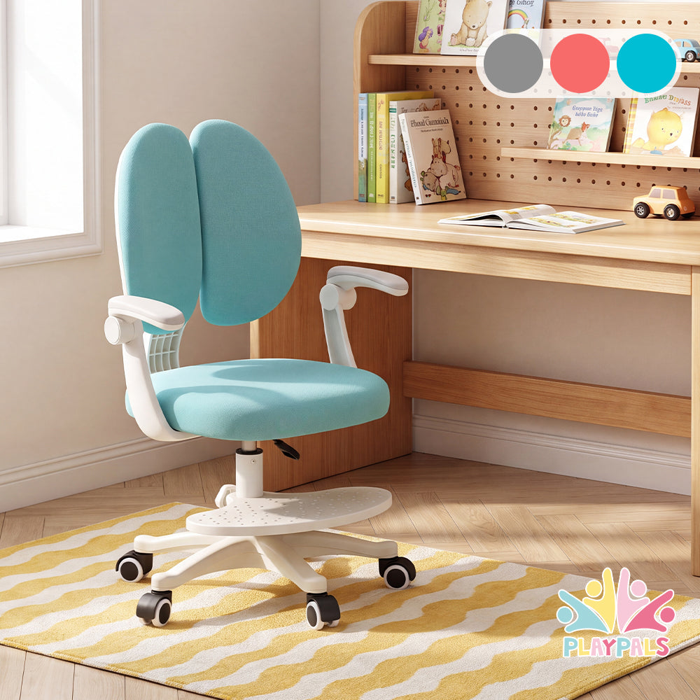 PlayPals Kids Desk Chair, Ergonomic Study Chair, Green/Grey/Pink