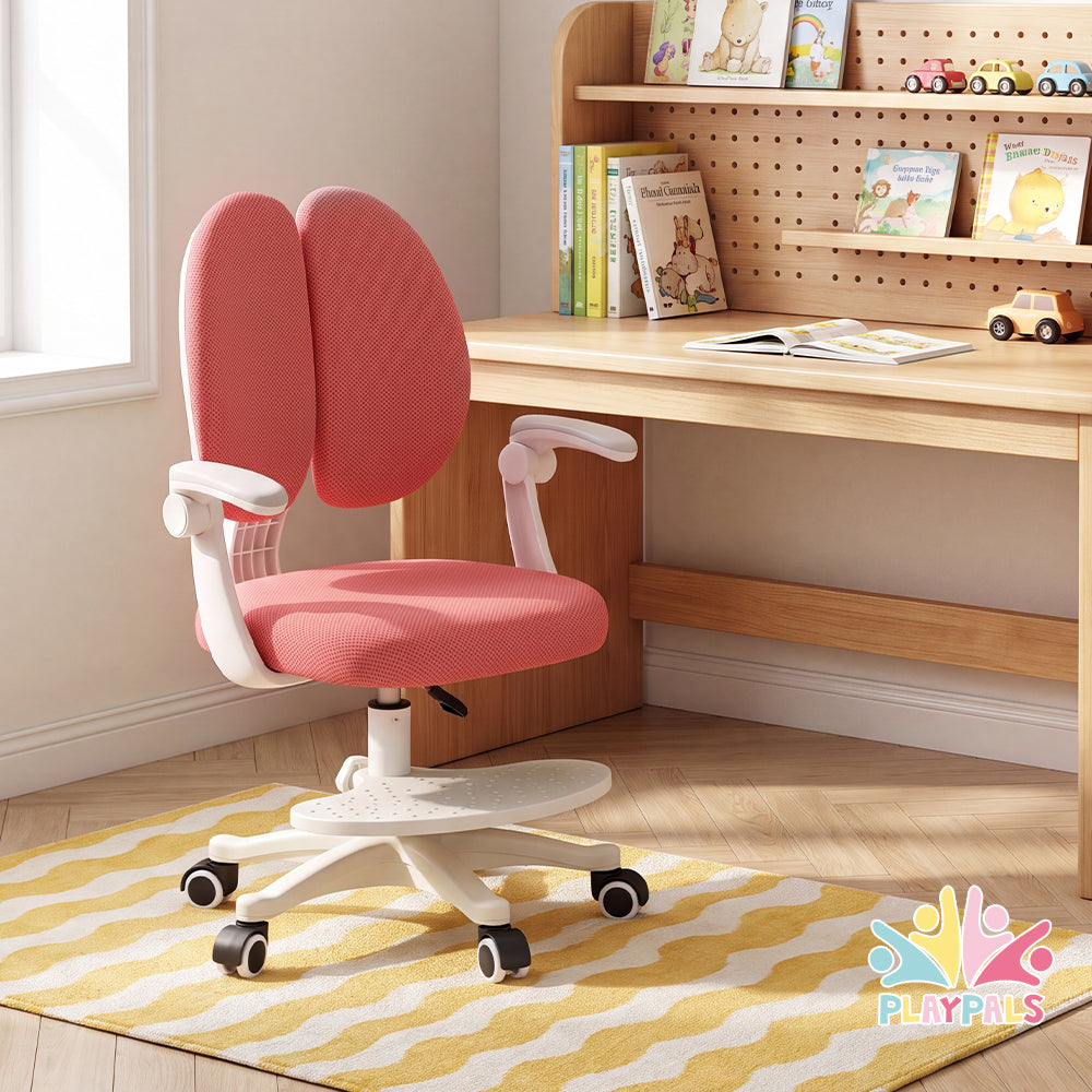 PlayPals Kids Desk Chair, Ergonomic Study Chair, Green/Grey/Pink