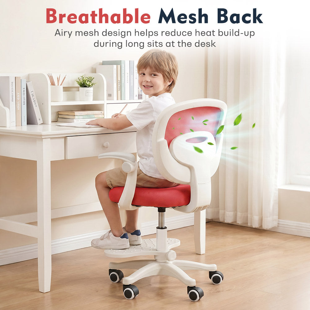 PlayPals Kids Desk Chair, Adjustable Children Study Chair, Red/Grey/Blue