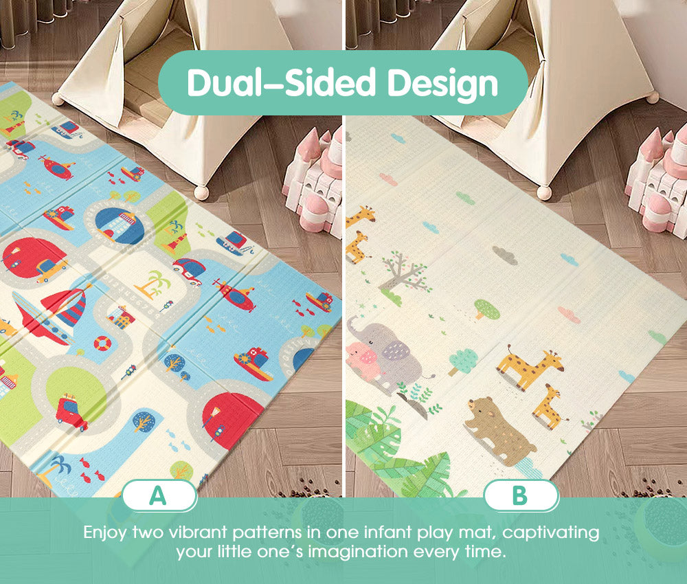 Playpals Kids Play Mat Baby Crawling Double Folding Pad XPE Foam Non-slip Carpet - Sunyee
