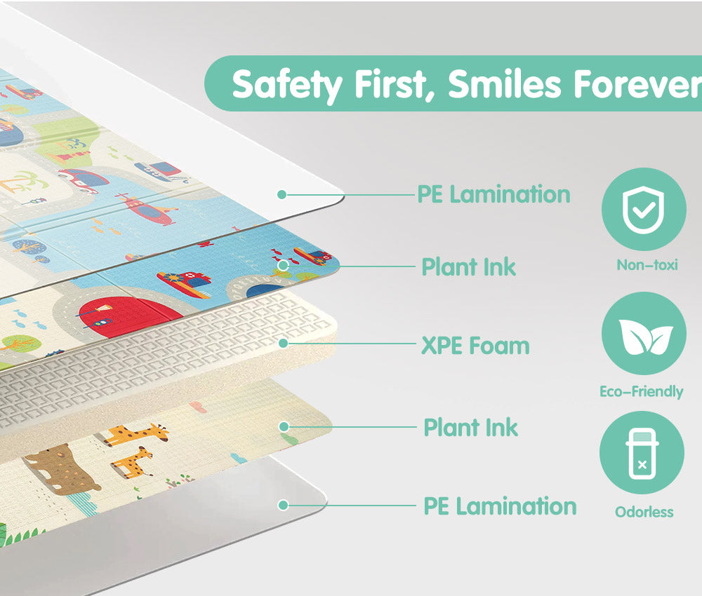 Playpals Kids Play Mat Baby Crawling Double Folding Pad XPE Foam Non-slip Carpet - Sunyee