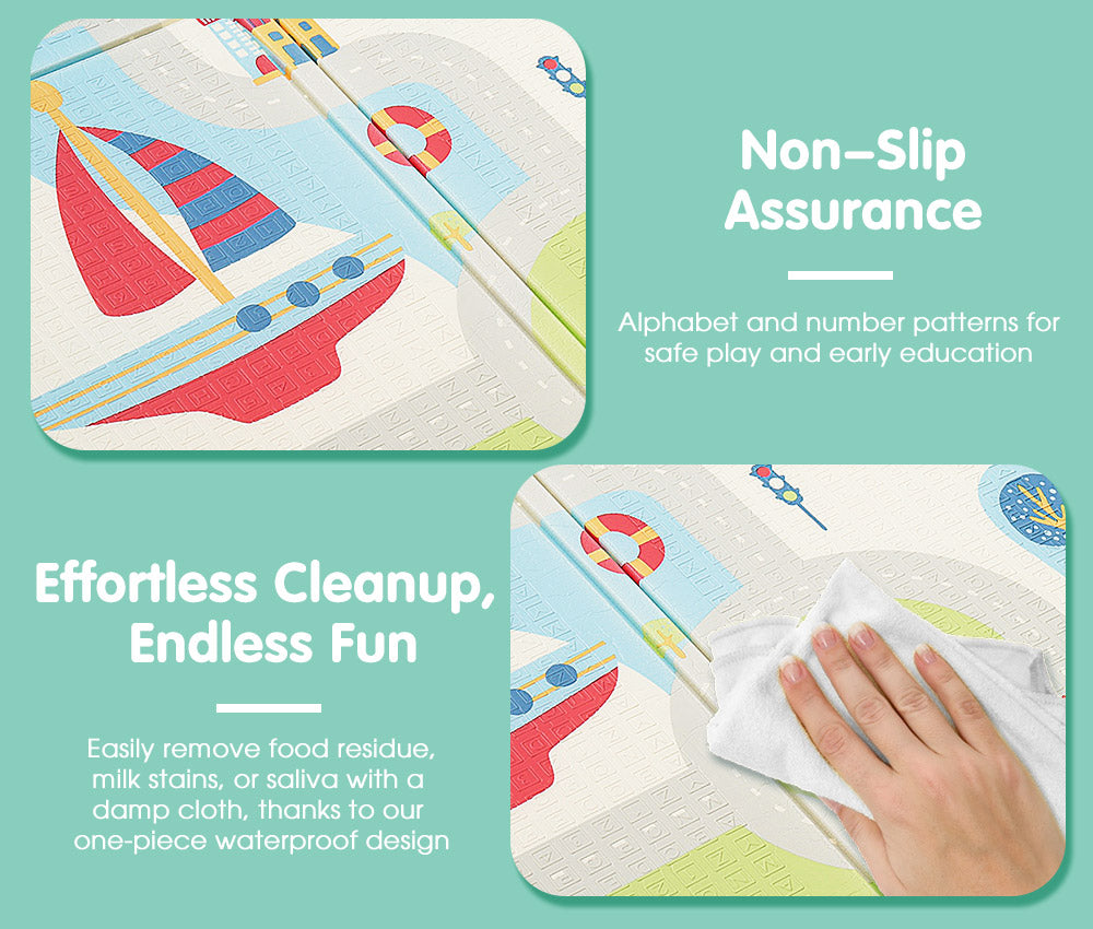 Playpals Kids Play Mat Baby Crawling Double Folding Pad XPE Foam Non-slip Carpet - Sunyee