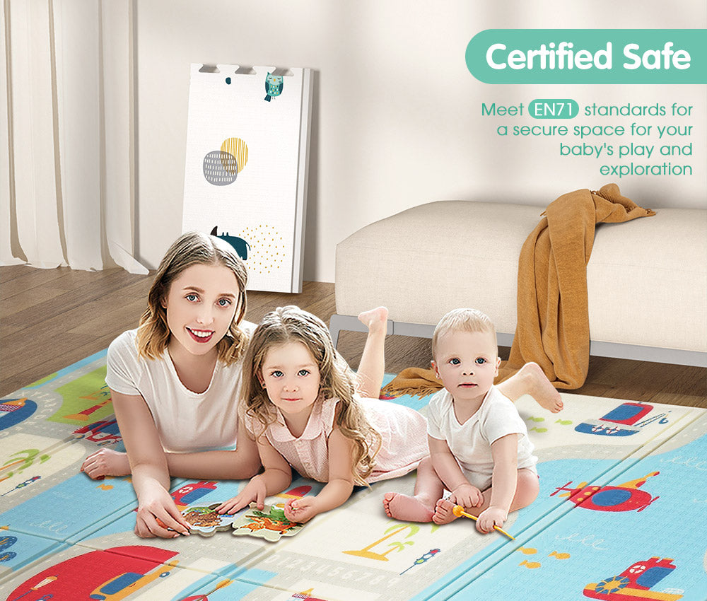 Playpals Kids Play Mat Baby Crawling Double Folding Pad XPE Foam Non-slip Carpet - Sunyee