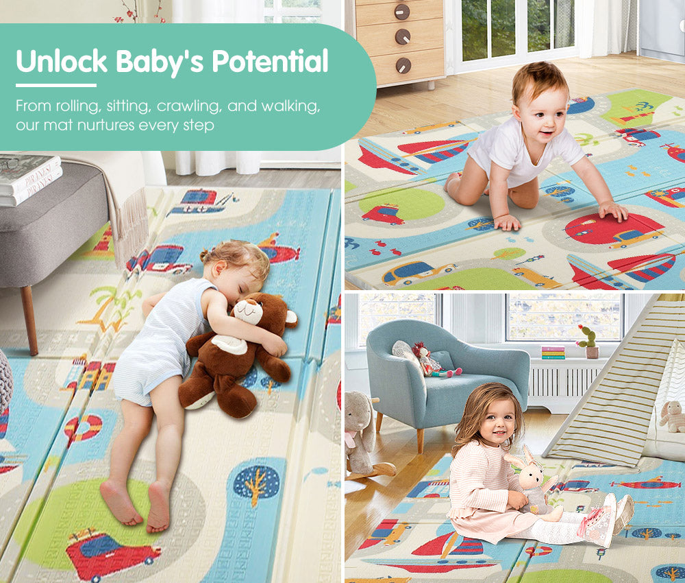 Playpals Kids Play Mat Baby Crawling Double Folding Pad XPE Foam Non-slip Carpet - Sunyee