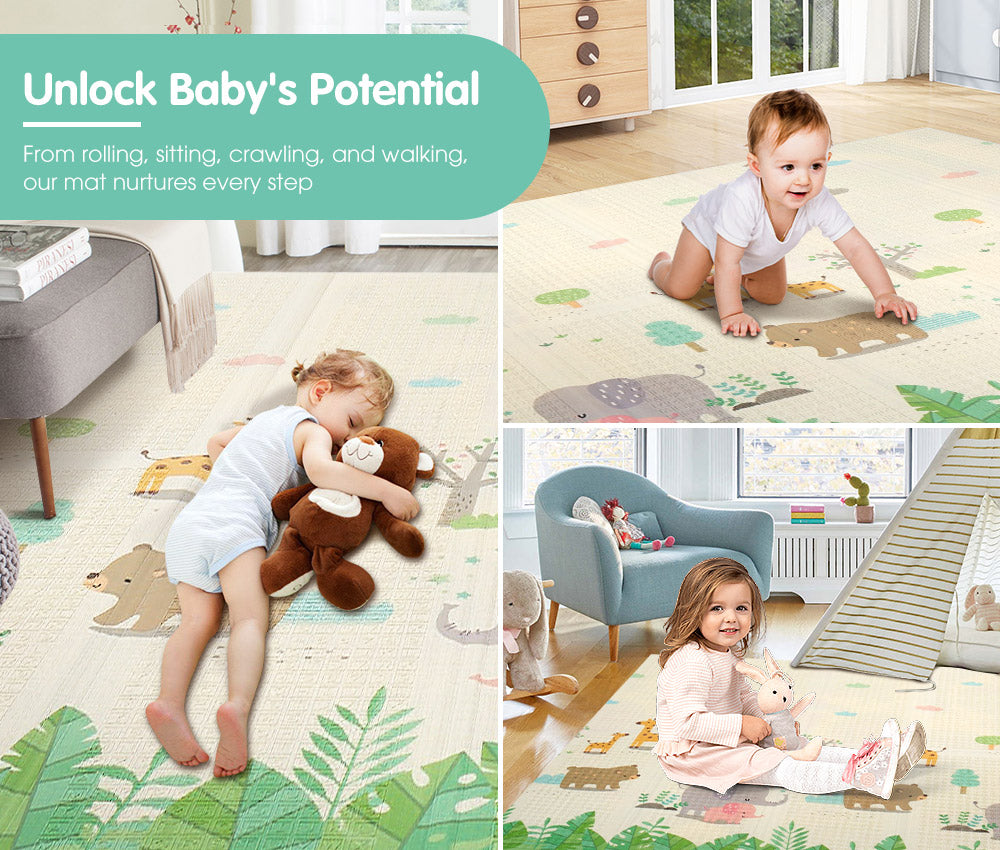 Playpals Kids Play Mat Baby Crawling Double Folding Pad XPE Foam Non-slip Carpet - Sunyee