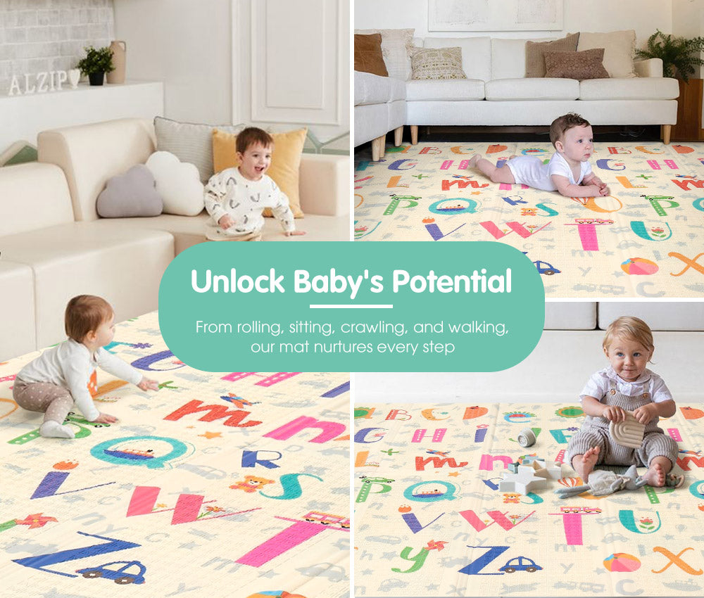 Playpals Kids Play Mat Baby Crawling Folding XPE Foam Double Pad Non-slip Carpet - Sunyee
