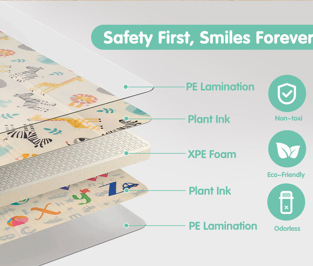 Playpals Kids Play Mat Baby Crawling Folding XPE Foam Double Pad Non-slip Carpet - Sunyee