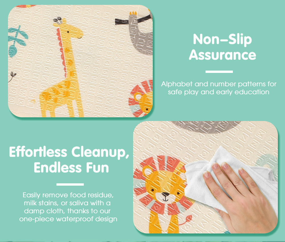 Playpals Kids Play Mat Baby Crawling Folding XPE Foam Double Pad Non-slip Carpet - Sunyee