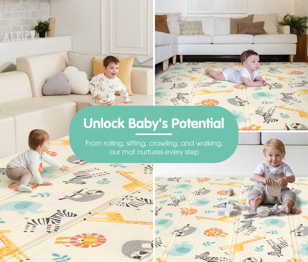 Playpals Kids Play Mat Baby Crawling Folding XPE Foam Double Pad Non-slip Carpet - Sunyee