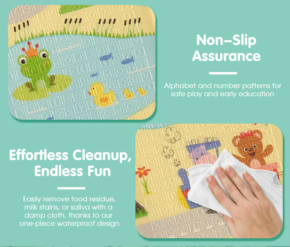 Playpals Kids Play Mat Baby Crawling XPE Foam Double Folding Pad Non-slip Carpet - Sunyee