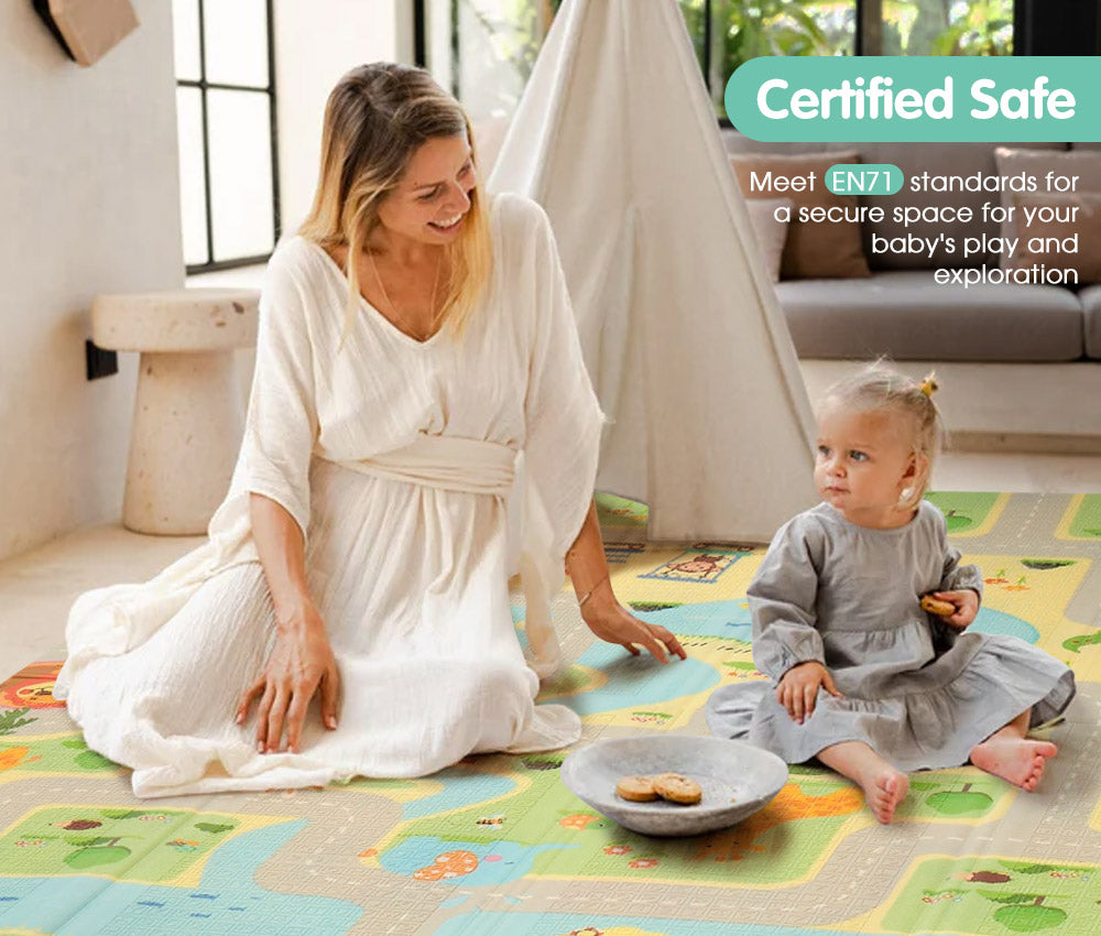 Playpals Kids Play Mat Baby Crawling XPE Foam Double Folding Pad Non-slip Carpet - Sunyee