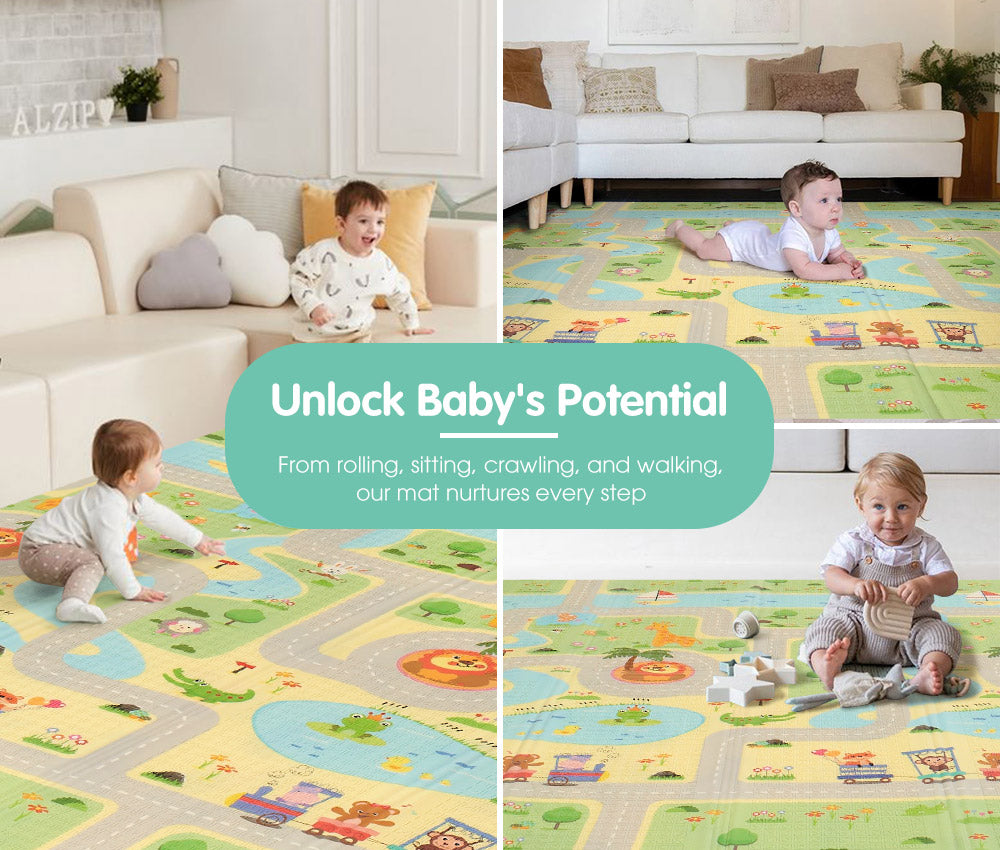 Playpals Kids Play Mat Baby Crawling XPE Foam Double Folding Pad Non-slip Carpet - Sunyee