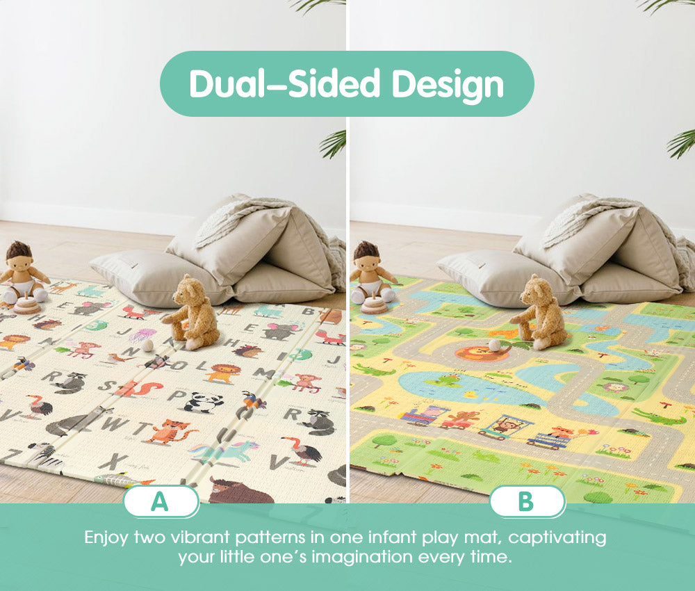Playpals Kids Play Mat Baby Crawling XPE Foam Double Folding Pad Non-slip Carpet - Sunyee