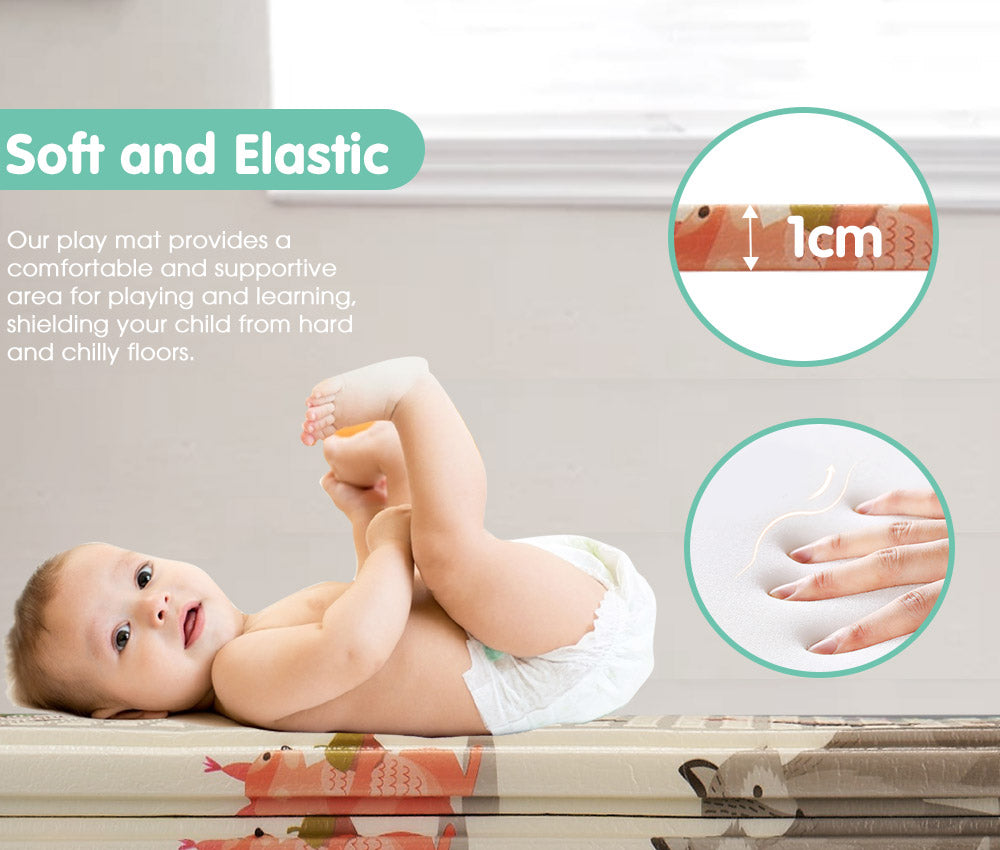 Playpals Kids Play Mat Baby Crawling XPE Foam Double Folding Pad Non-slip Carpet - Sunyee