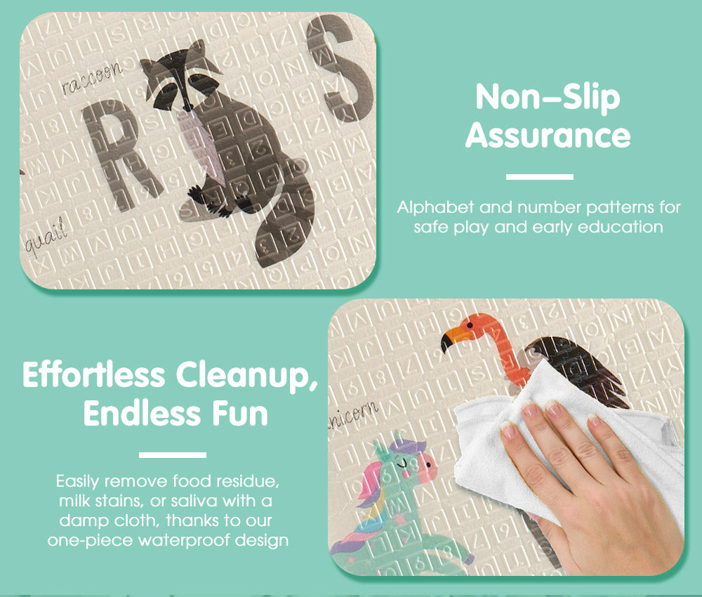 Playpals Kids Play Mat Baby Crawling XPE Foam Double Folding Pad Non-slip Carpet - Sunyee