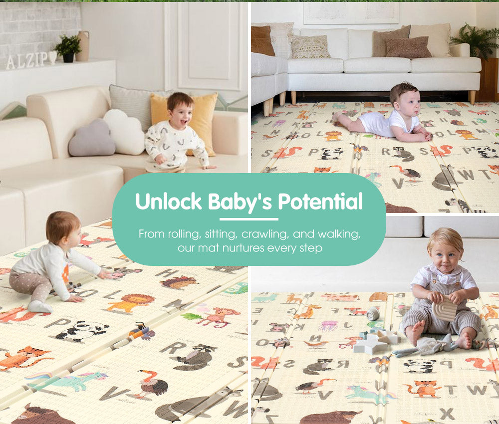 Playpals Kids Play Mat Baby Crawling XPE Foam Double Folding Pad Non-slip Carpet - Sunyee