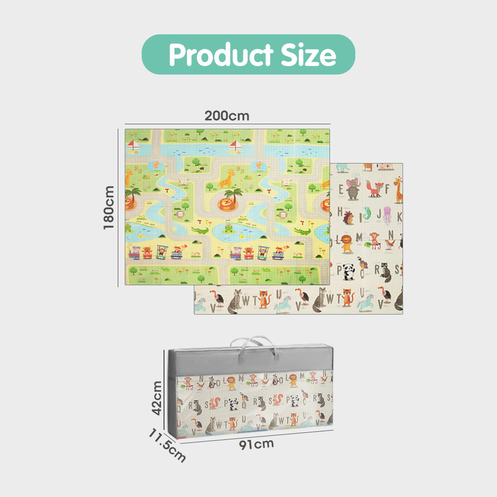 Playpals Kids Play Mat Baby Crawling XPE Foam Double Folding Pad Non-slip Carpet - Sunyee