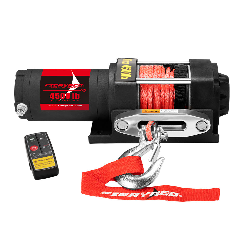 FIERYRED Electric Winch 4500LBS/2045kg 12V Synthetic Rope - Sunyee