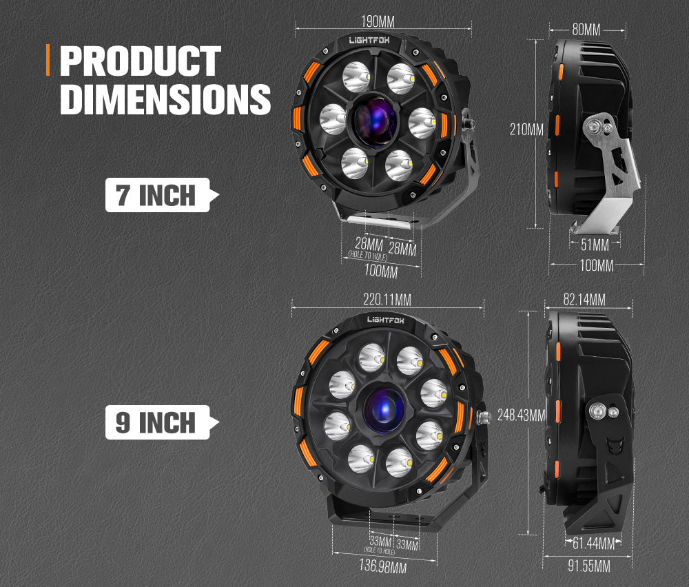 Lightfox 7 inch+9 inch Osram Laser LED Driving Lights - Sunyee