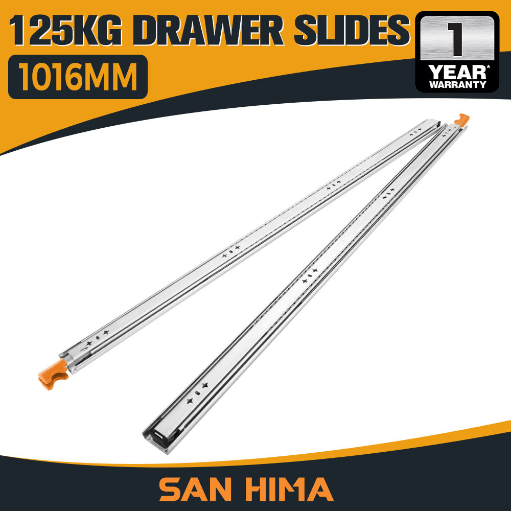 San Hima 2x 125kg Locking Drawer Slides / Runners 356mm to 1016mm Trailer Draw - Sunyee