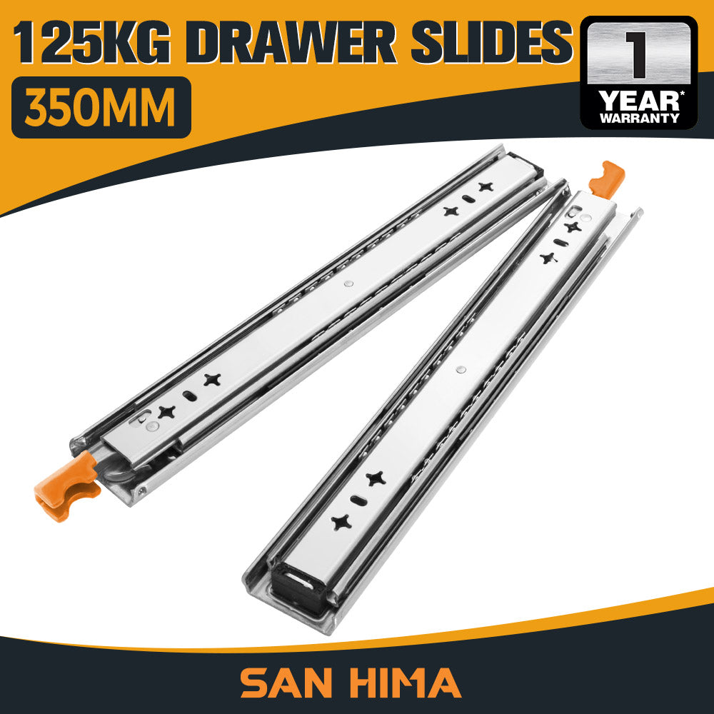 San Hima 2x 125kg Locking Drawer Slides / Runners 356mm to 1016mm Trailer Draw - Sunyee