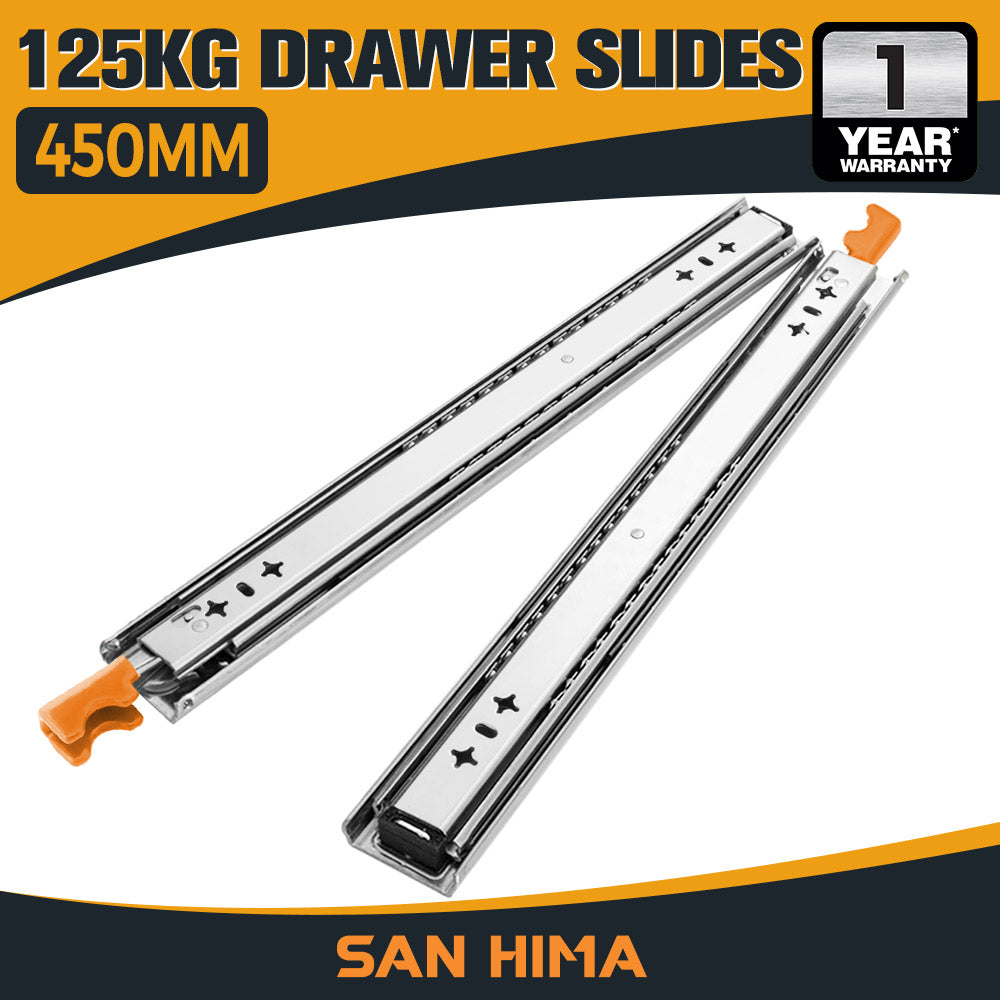 San Hima 2x 125kg Locking Drawer Slides / Runners 356mm to 1016mm Trailer Draw - Sunyee