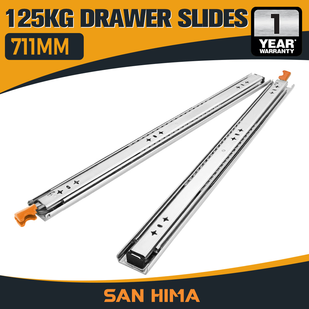 San Hima 2x 125kg Locking Drawer Slides / Runners 356mm to 1016mm Trailer Draw - Sunyee