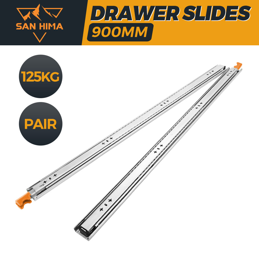 San Hima 2x 125kg Locking Drawer Slides / Runners 356mm to 1016mm Trailer Draw - Sunyee
