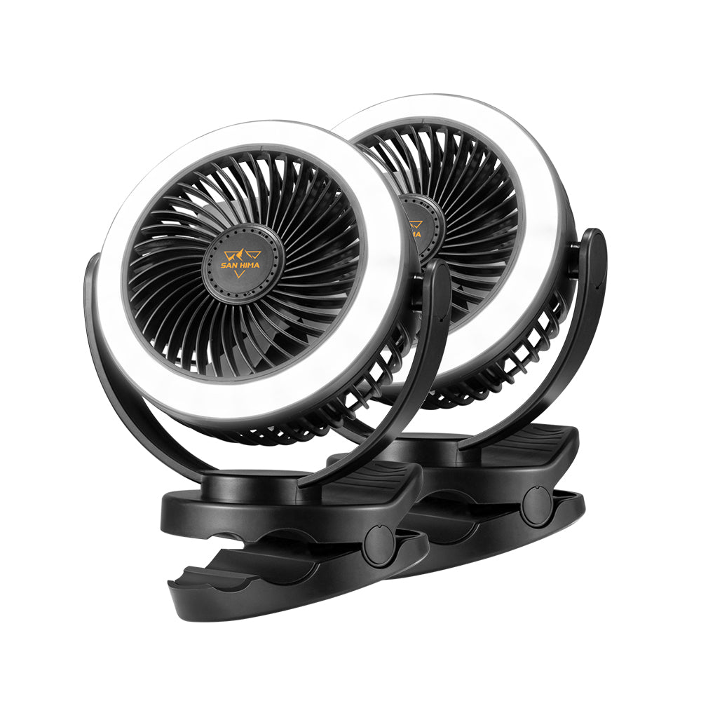 2X 3X 4X San Hima 10000mAh Camping Fan Portable W/ LED Light USB Rechargeable Clip On - Sunyee