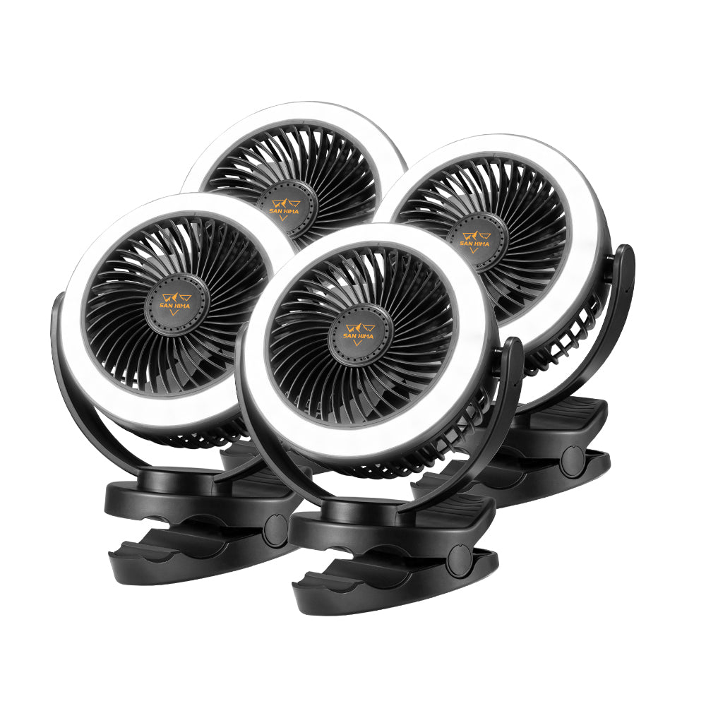 2X 3X 4X San Hima 10000mAh Camping Fan Portable W/ LED Light USB Rechargeable Clip On - Sunyee