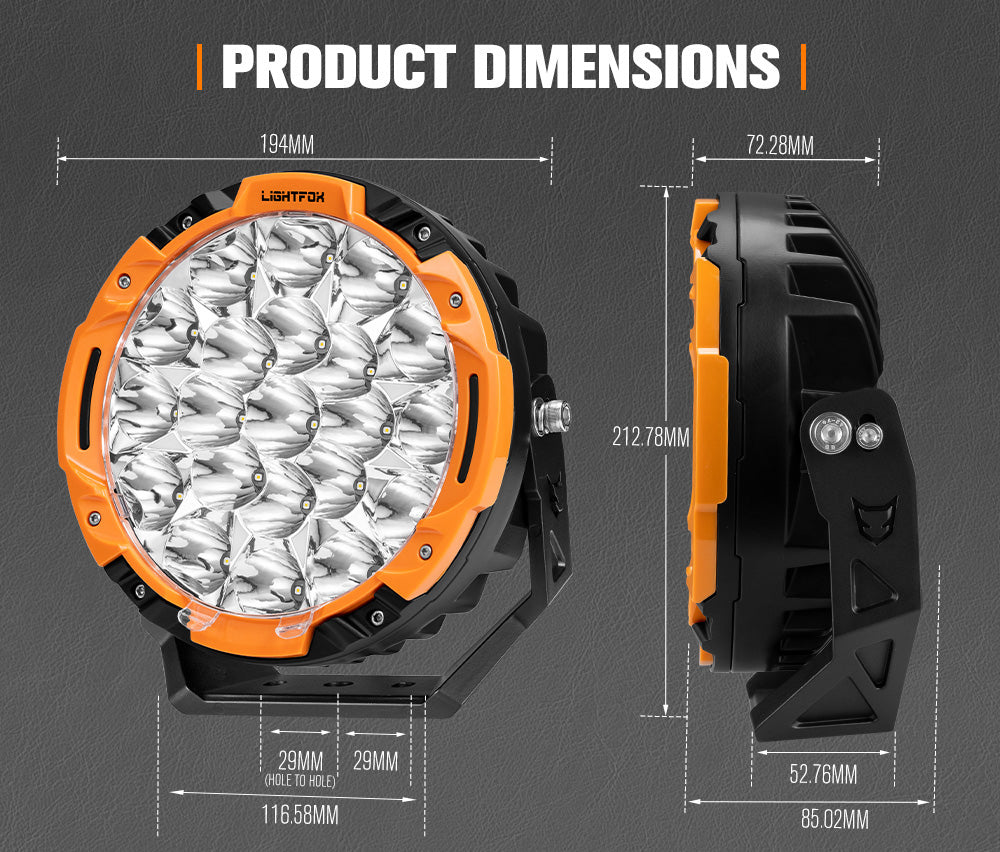 Lightfox Starrix 7inch LED Driving Light 1Lux@1,287M IP68 15,366 lumen - Sunyee