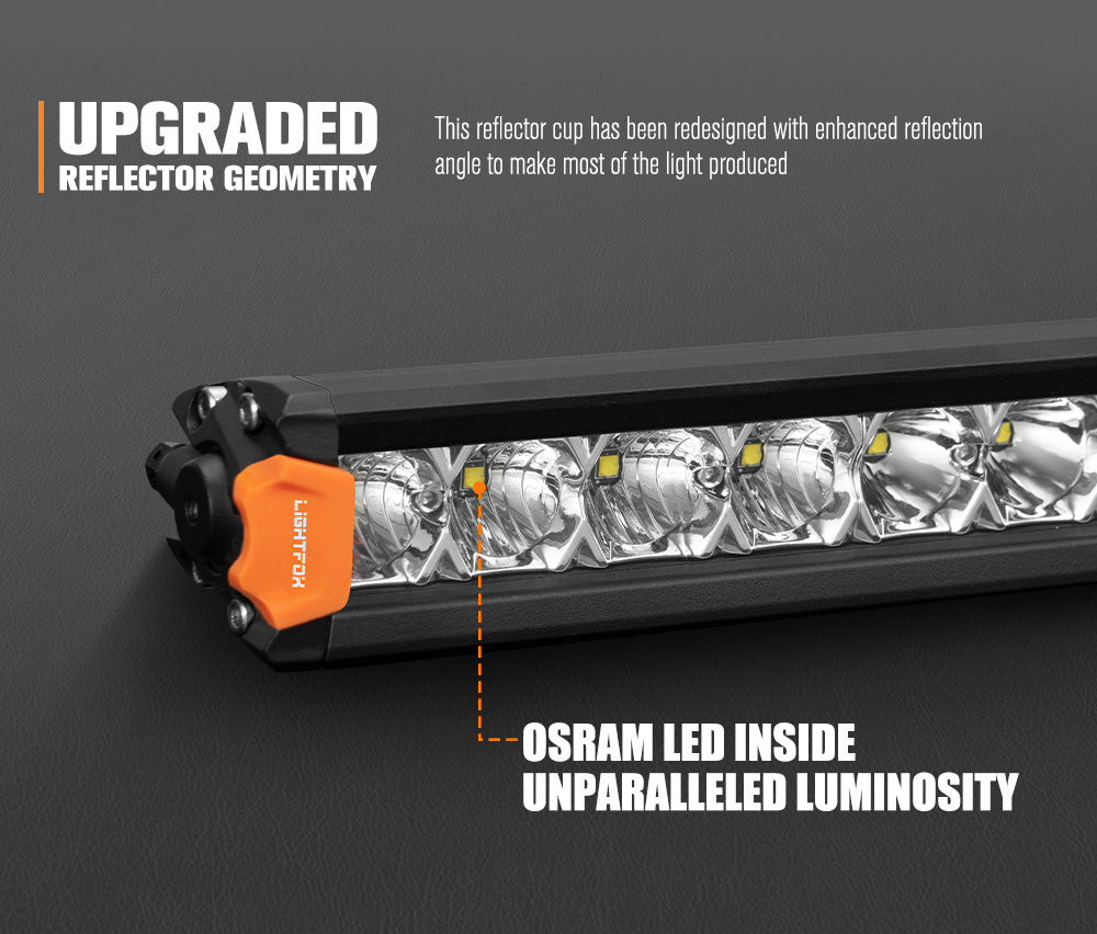 Lightfox 8" 14" 20" 28" 40" Osram LED Light Bar Single Row Flood Beam Offroad - Sunyee