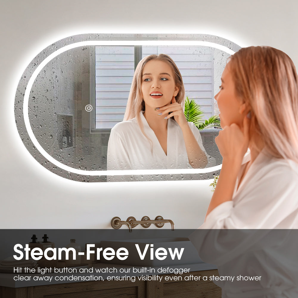 ProPulse Oval/Arch Bathroom LED Wall Mirror Makeup Mirrors With 3 Color Anti-fog - Sunyee