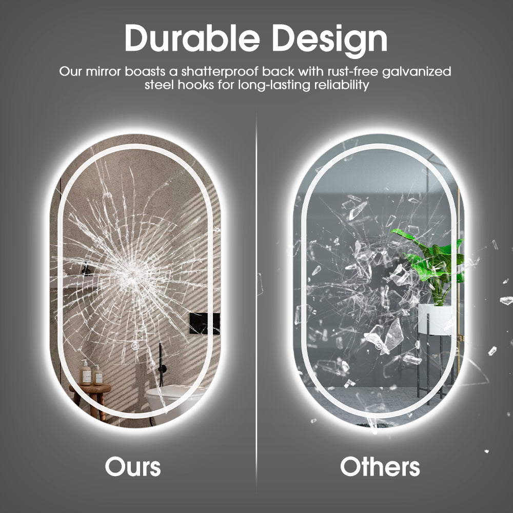 ProPulse Oval/Arch Bathroom LED Wall Mirror Makeup Mirrors With 3 Color Anti-fog - Sunyee