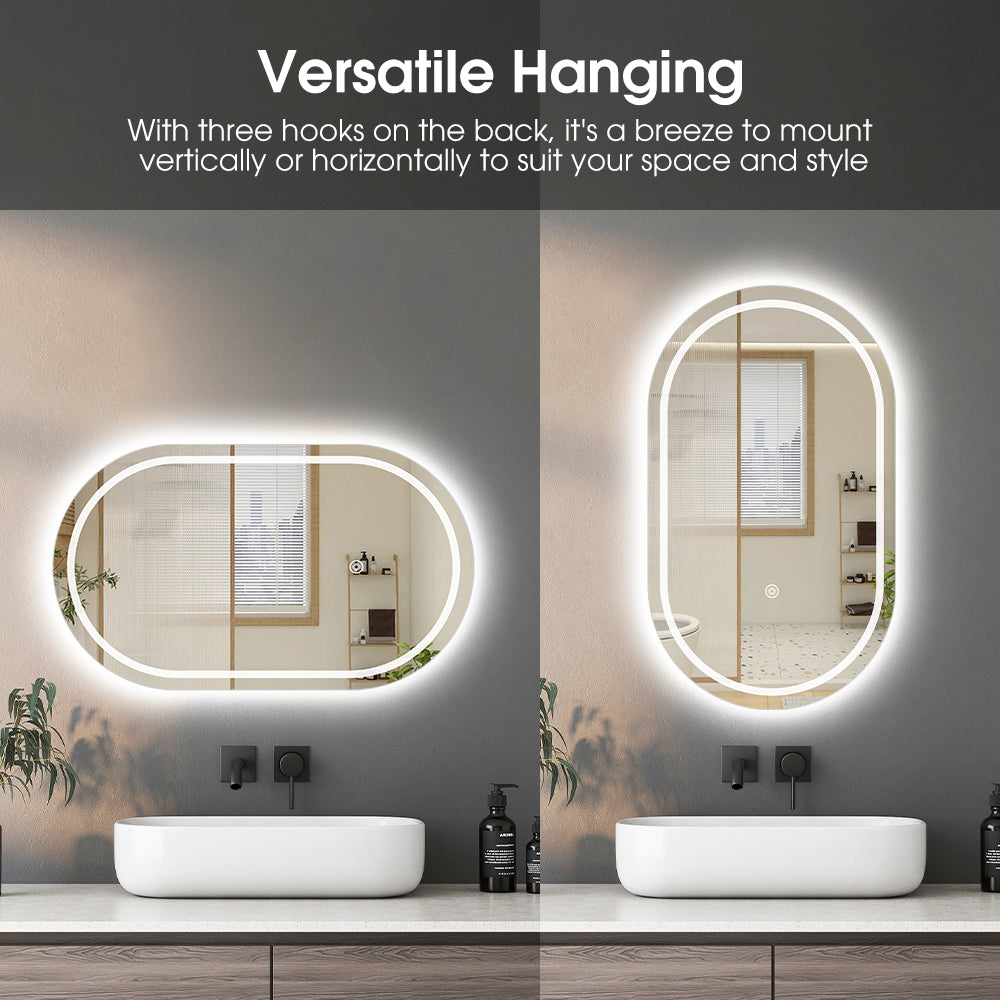 ProPulse Oval/Arch Bathroom LED Wall Mirror Makeup Mirrors With 3 Color Anti-fog - Sunyee