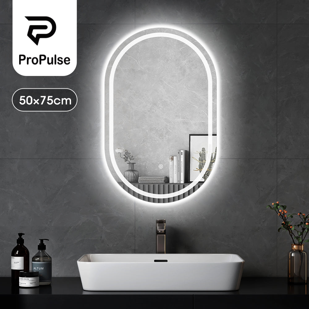 ProPulse Oval/Arch Bathroom LED Wall Mirror Makeup Mirrors With 3 Color Anti-fog - Sunyee