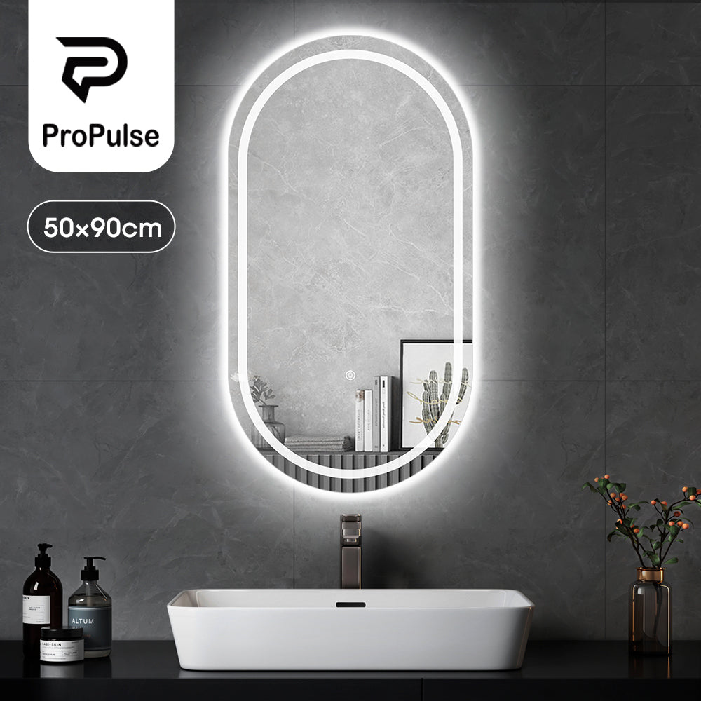 ProPulse Bathroom LED Wall Mirror 50x90CM Makeup Mirrors With 3 Color Anti-fog - Sunyee