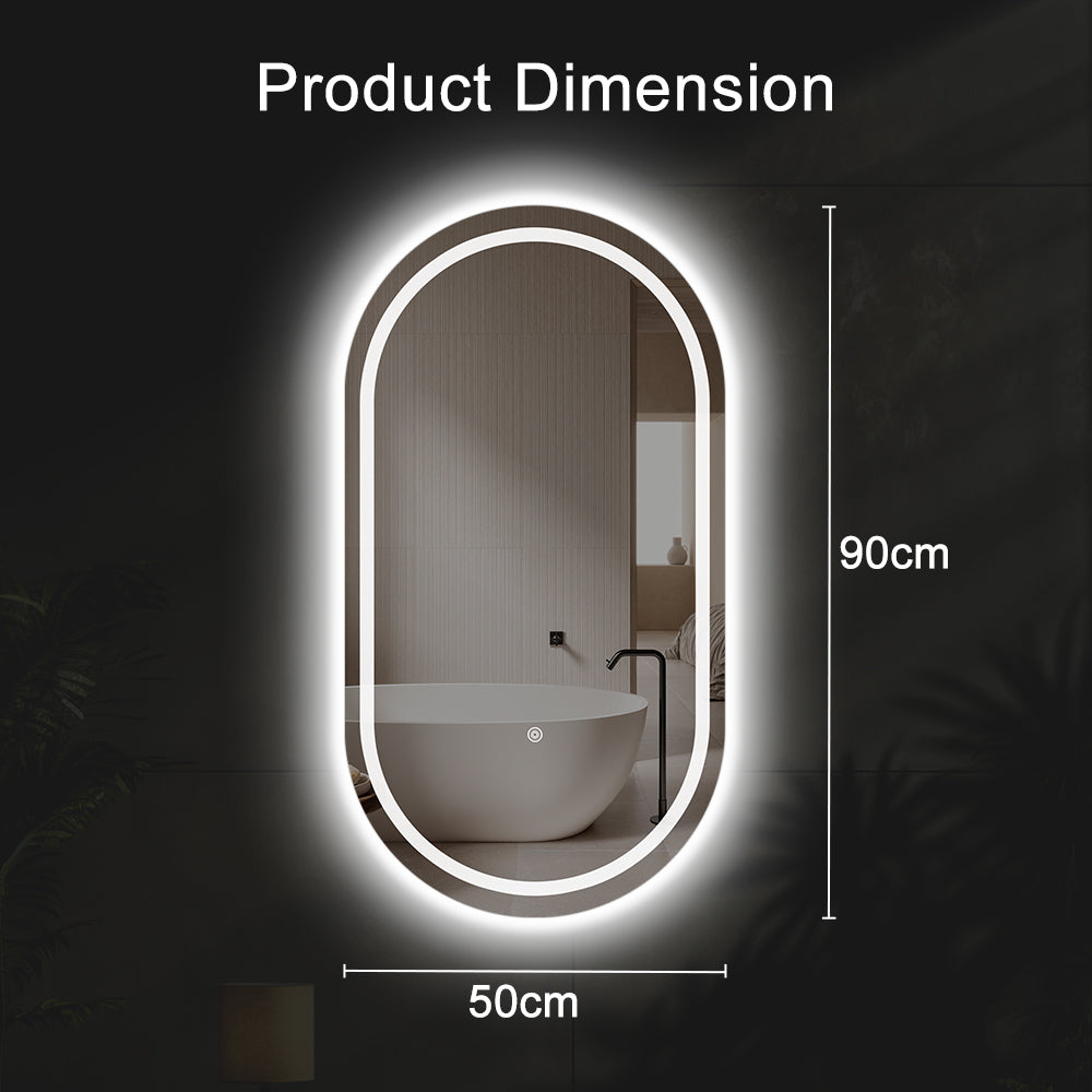 ProPulse Bathroom LED Wall Mirror 50x90CM Makeup Mirrors With 3 Color Anti-fog - Sunyee