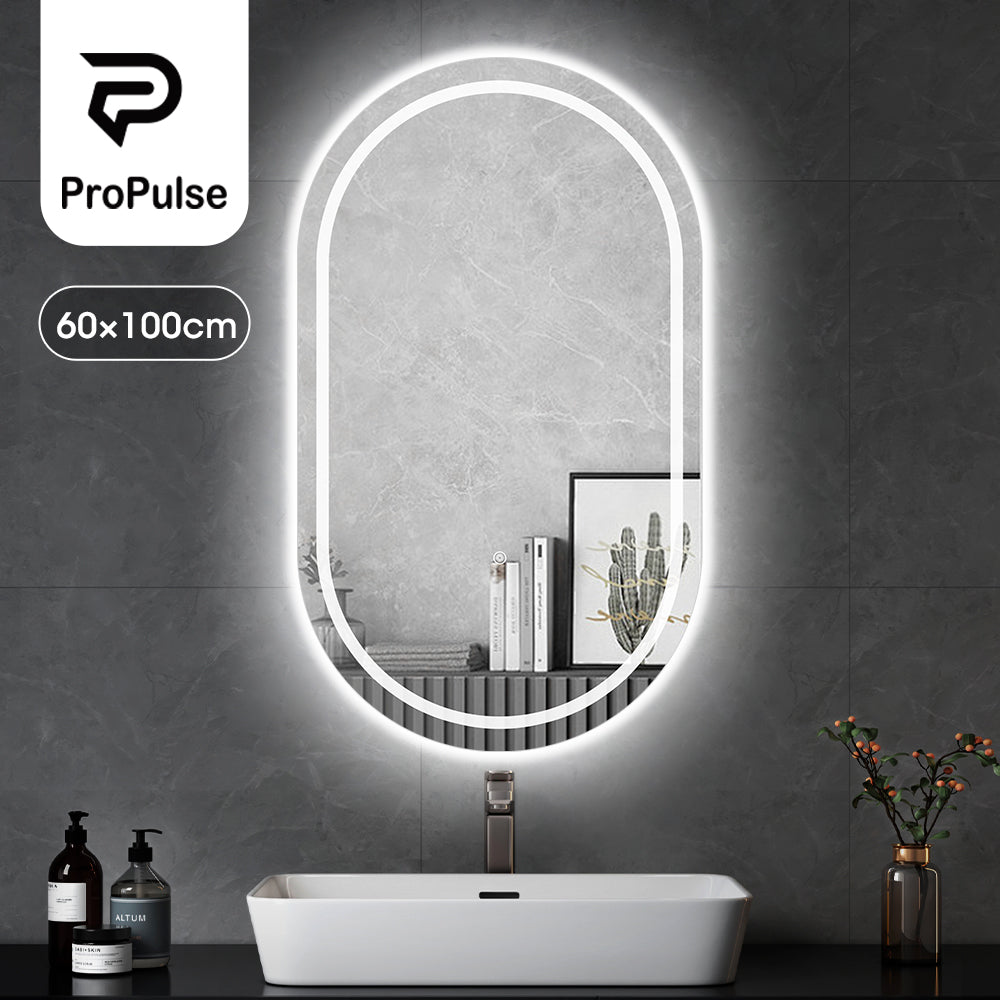 ProPulse Bathroom LED Wall Mirror 60x100CM Makeup Mirrors With 3 Color Anti-fog - Sunyee