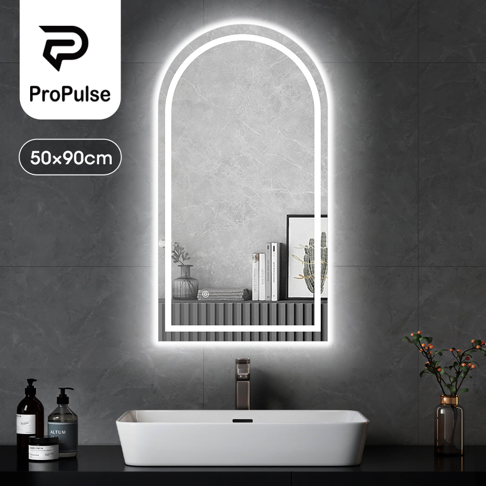 ProPulse Arched LED Wall Mirror Bathroom Mirrors With 3 Color Anti-fog 50x90cm - Sunyee