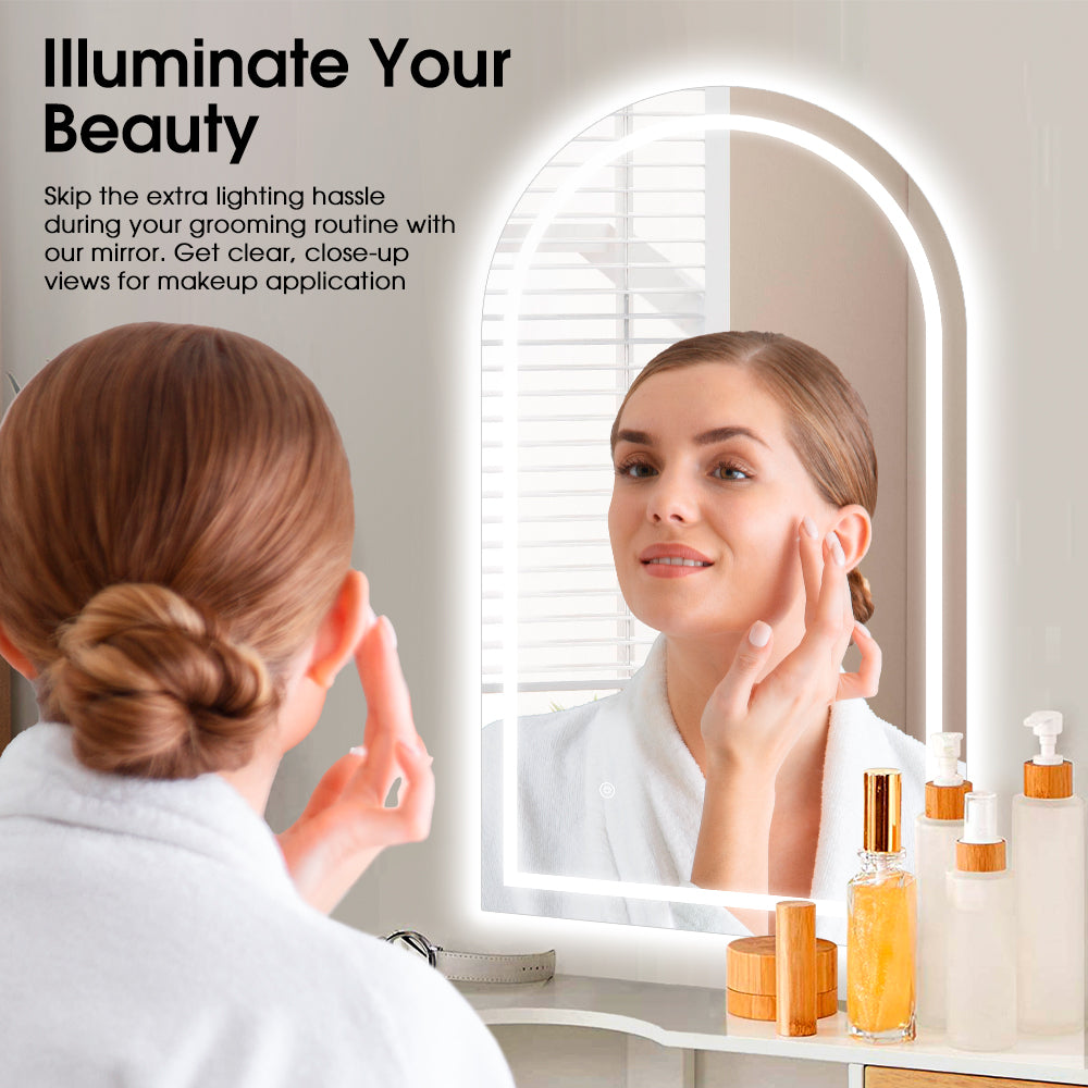 ProPulse Arched LED Wall Mirror Bathroom Mirrors With 3 Color Anti-fog 50x90cm - Sunyee