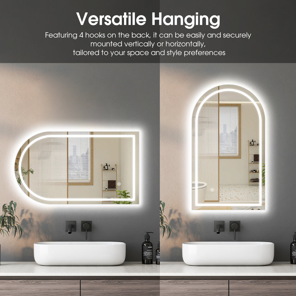 ProPulse Arched LED Wall Mirror Bathroom Mirrors With 3 Color Anti-fog 50x90cm - Sunyee