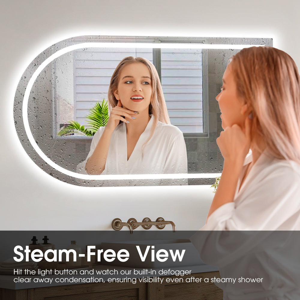 ProPulse Arched LED Wall Mirror Bathroom Mirrors With 3 Color Anti-fog 60x100cm - Sunyee